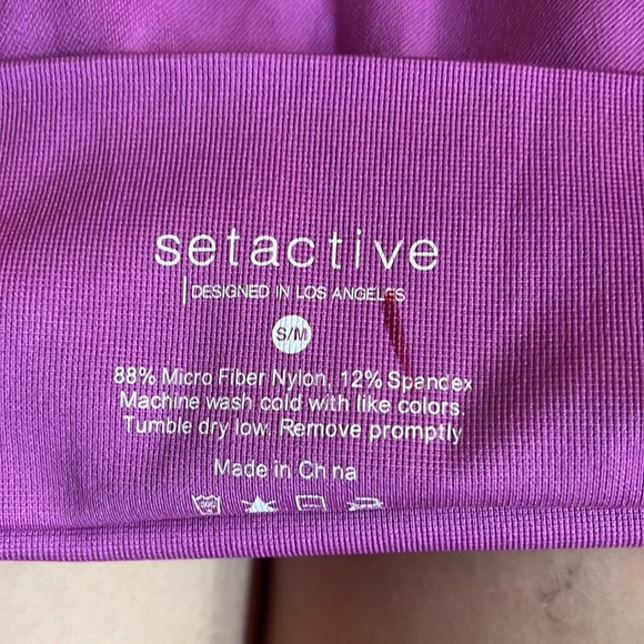 Setactive Pink Ribbed Athletic Nylon Leggings - Picture 3 of 4